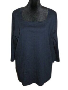 Jones  New York Classic Black 3/4 sleeve blouse top 1X made in Cambodia